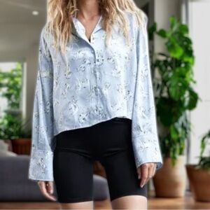 Zara Satin Cropped Button Down